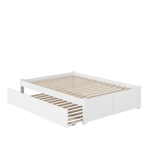 Concord Full Platform Bed with Flat Panel Foot Board & Full Urban Trundle in White