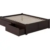 Urban Concord Full Bed with Flat Panel Footboard & 2 Urban Bed Drawers in Espresso