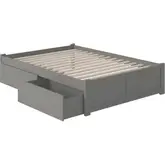 Concord Full Platform Bed with Flat Footboard & 2 Under Bed Drawers in Atlantic Grey
