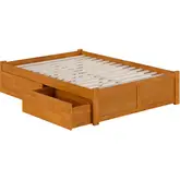 Concord Full Platform Bed with Footboard & 2 Drawers in Light Toffee Finish Wood