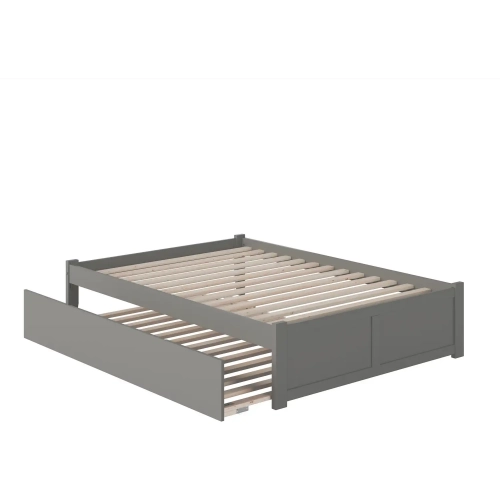 Concord Queen Bed with Footboard & Twin Extra Long Trundle in Grey