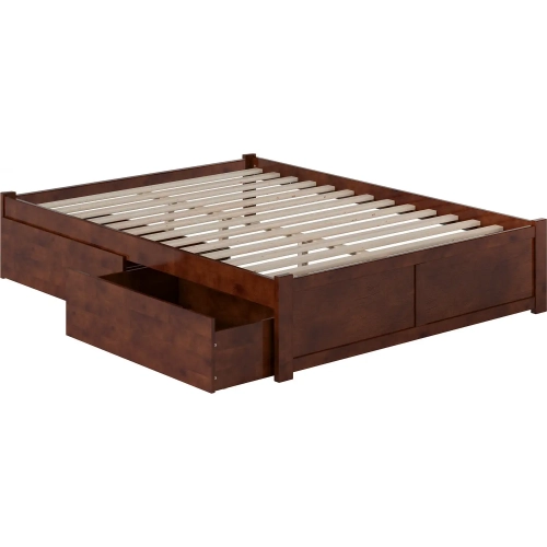 Urban Concord Queen Bed with a Flat Panel Footboard & 2 Urban Bed Drawers in Antique Walnut