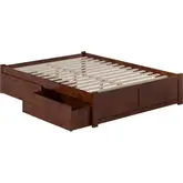Urban Concord Queen Bed with a Flat Panel Footboard & 2 Urban Bed Drawers in Antique Walnut