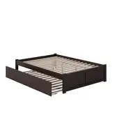 Concord King Platform Bed with Footboard & Twin XL Trundle in Espresso Finish Wood