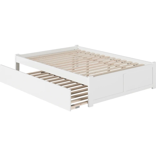 Concord King Platform Bed with Footboard & Twin XL Trundle in White Finish Wood