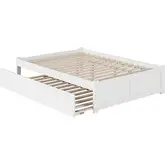 Concord King Platform Bed with Footboard & Twin XL Trundle in White Finish Wood