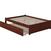Concord King Platform Bed with Footboard & Twin XL Trundle in Walnut Finish Wood