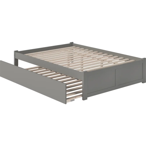 Concord King Platform Bed with Footboard & Twin XL Trundle in Grey Finish Wood