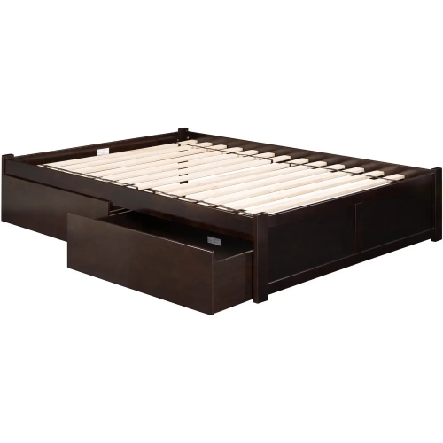 Urban Concord King Bed with Flat Panel Footboard & 2 Urban Bed Drawers in Espresso