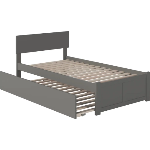 Orlando Twin Extra Long Bed with Footboard & Twin Extra Long Trundle in Grey