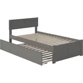 Orlando Twin Extra Long Bed with Footboard & Twin Extra Long Trundle in Grey