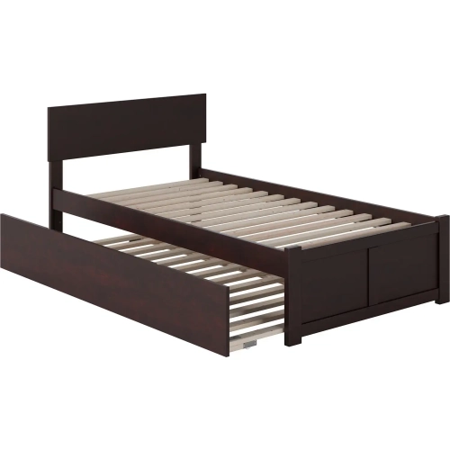Orlando Twin Bed with Flat Panel Footboard & Urban Trundle Bed in Espresso