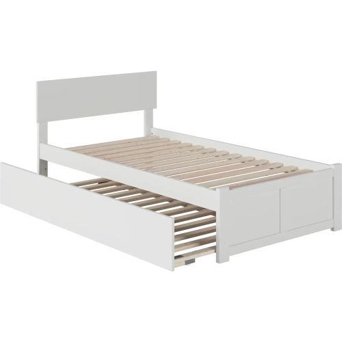 Orlando Twin Bed with Flat Panel Footboard & Urban Trundle Bed in White