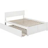 Orlando Queen Platform Bed, Footboard, Turbo Charger & Twin XL Trundle in White