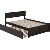 Orlando King Platform Bed with Footboard & Twin XL Trundle in Espresso Finish Wood