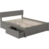 Orlando King Platform Bed with Flat Footboard & 2 Bed Drawers in Atlantic Grey