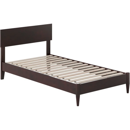 Aria Twin Low Profile Platform Bed with USB in Espresso Finish Wood