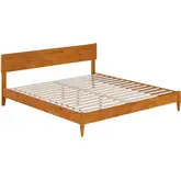 Aria King Low Profile Platform Bed with USB in Light Toffee Finish Wood