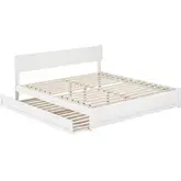 Wesley King Platform Bed with Panel Footboard, Twin XL Trundle & Charging in White