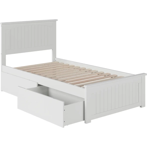 Nantucket Twin XL Bed with Matching Footboard & 2 Urban Bed Drawers in White