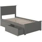 Nantucket Twin XL Bed with Matching Footboard & 2 Urban Bed Drawers in Atlantic Grey