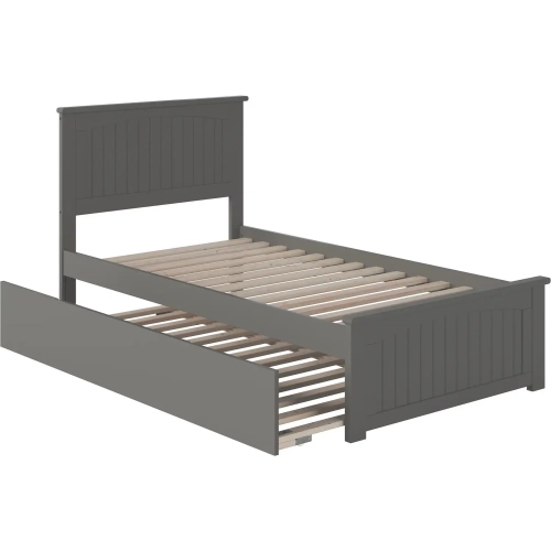 Nantucket Twin Platform Bed with Footboard & Twin Trundle Bed in Atlantic Grey
