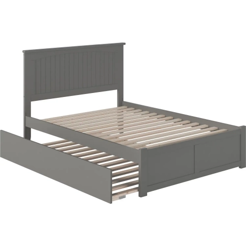 Nantucket Full Platform Bed with Flat Panel Foot Board & Full Urban Trundle Bed in Grey