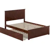 Nantucket Full Platform Bed with Footboard, Twin Trundle & Charging in Walnut