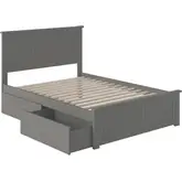 Nantucket Full Platform Bed with Matching Footboard & 2 Under Bed Drawers in Atlantic Grey
