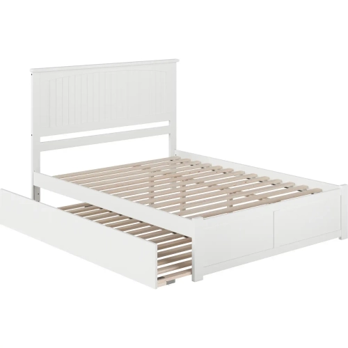 Nantucket Queen Platform Bed, Footboard, Turbo Charger & Twin XL Trundle in White