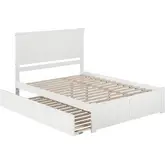 Nantucket Queen Platform Bed, Footboard, Turbo Charger & Twin XL Trundle in White