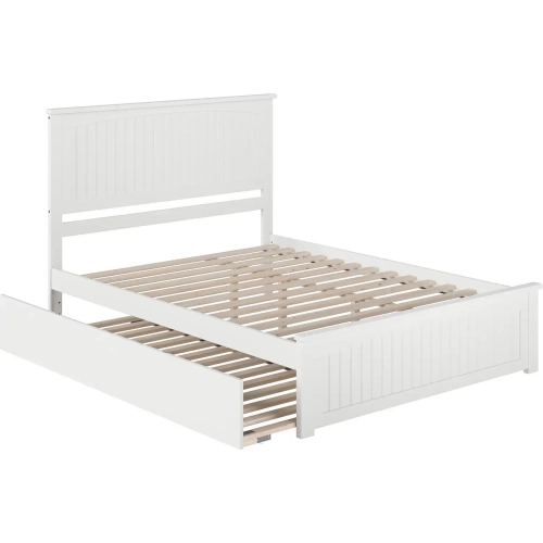Nantucket Queen Platform Bed, Match Footboard, Turbo Charger & Twin XL Trundle in White