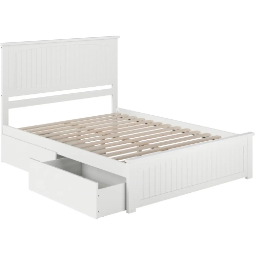 Nantucket Queen Bed with Matching Footboard & 2 Urban Bed Drawers in White