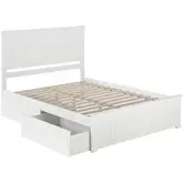 Nantucket Queen Bed with Matching Footboard & 2 Urban Bed Drawers in White