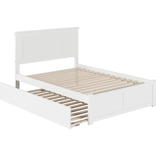 Nantucket King Platform Bed with Footboard & Twin XL Trundle in White Finish Wood