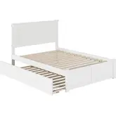 Nantucket King Platform Bed with Footboard & Twin XL Trundle in White Finish Wood