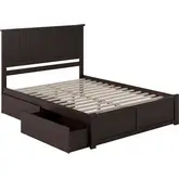 Nantucket King Bed with Flat Panel Footboard & 2 Urban Bed Drawers in Espresso