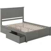 Nantucket King Platform Bed with Flat Footboard & 2 Urban Bed Drawers in Atlantic Grey