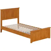 Naples Twin XL Low Profile Platform Bed & Matching Footboard in Light Toffee Finish Wood
