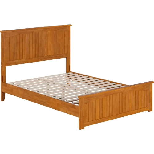 Naples Full Low Profile Platform Bed & Matching Footboard in Light Toffee Finish Wood
