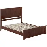 Naples Queen Low Profile Platform Bed & Matching Footboard in Walnut Finish Wood