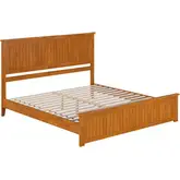 Naples King Low Profile Platform Bed & Matching Footboard in Light Toffee Finish Wood