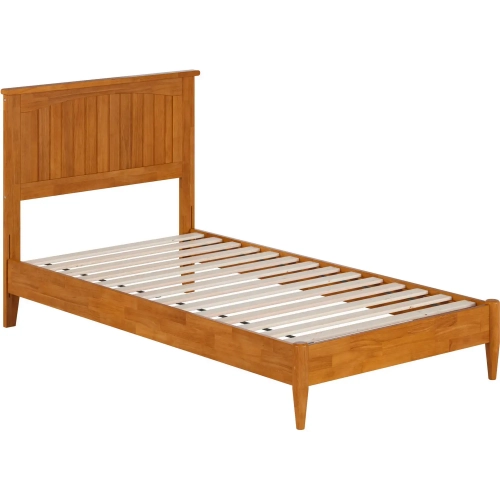 Naples Twin Low Profile Platform Bed in Light Toffee Finish Wood