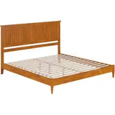 Naples King Low Profile Platform Bed in Light Toffee Finish Wood