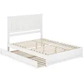 Malta Queen Platform Bed with Panel Footboard, Twin XL Trundle & Charging in White
