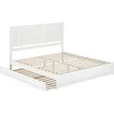Malta King Platform Bed with Panel Footboard, Twin XL Trundle & Charging in White