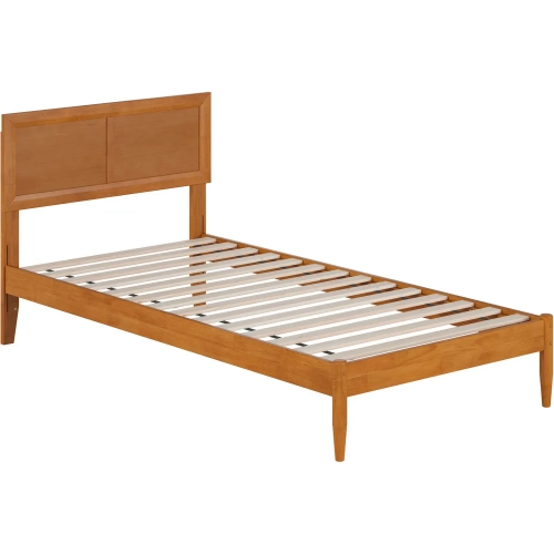Ellarie Twin XL Platform Bed in Light Toffee Finish Wood
