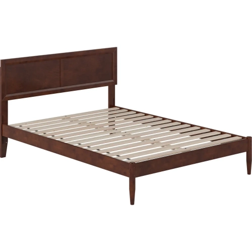 Ellarie Full Platform Bed in Walnut Finish Wood