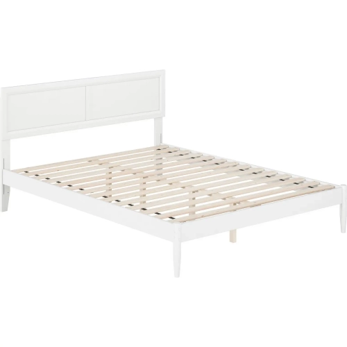 Ellarie Queen Platform Bed in White Finish Wood