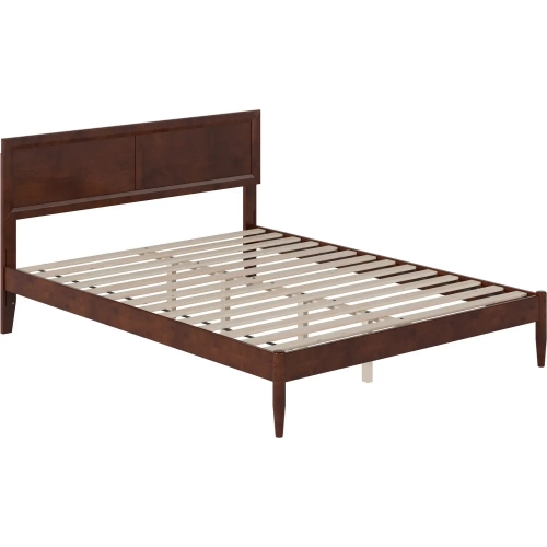 Ellarie Queen Platform Bed in Walnut Finish Wood